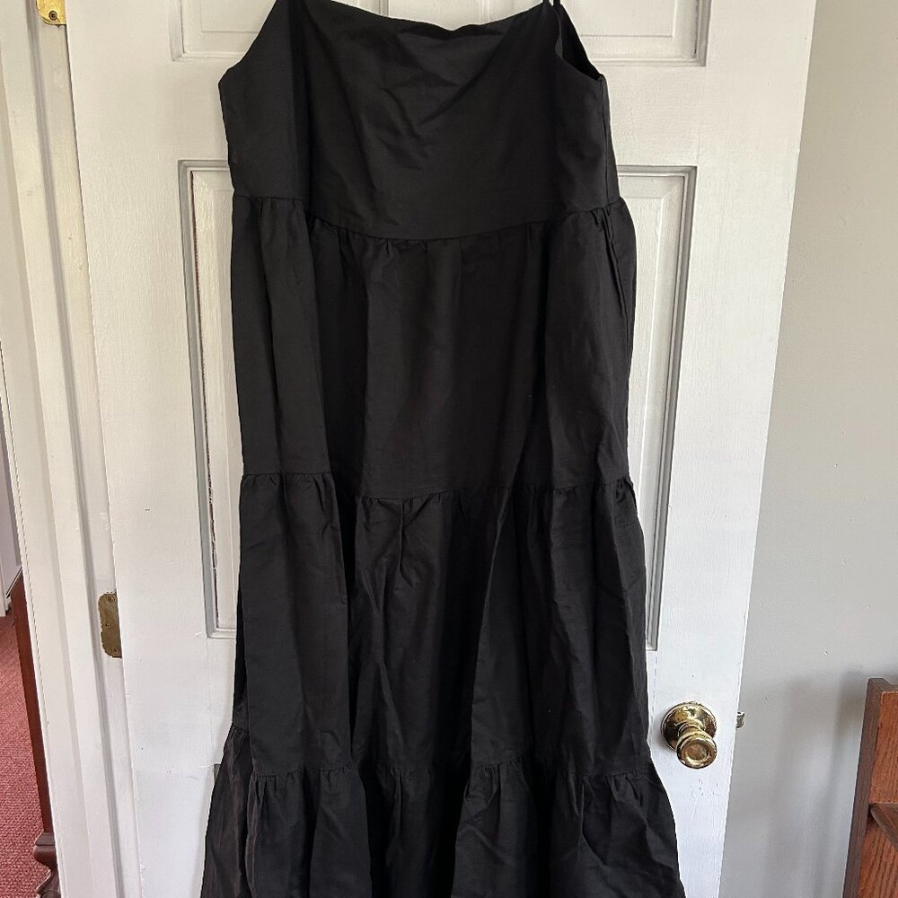 CHARLIE HOLIDAY Woman's Black Multi-tiered Isabella Maxi Sundress - NWT